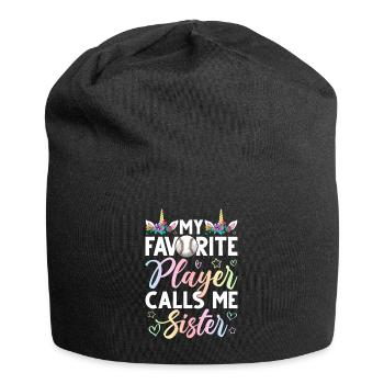 Softball Meine Lieblingsspielerin nennt mich - Jersey-Beanie - Schwarz - Vorne