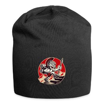 Cheerful Roman soldier hiking - Jersey Beanie - black - Front