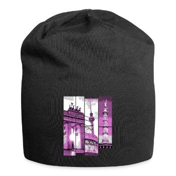 Berlin Skyline City Allemagne Collage Vintage - Bonnet en jersey - noir - Devant