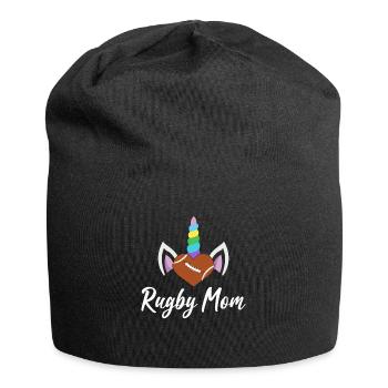 Rugby Mom Weiblicher Rugbyspieler Illustration für - Jersey-Beanie - Schwarz - Vorne
