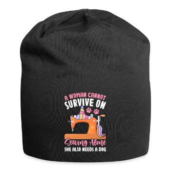 A woman can't make a living from sewing alone - Jersey Beanie - black - Front