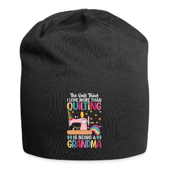 The only thing I love more than quilting is - Jersey Beanie - black - Front