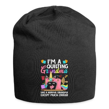 Je suis une mamie qui fait de la courtepointe comme une mamie normale - Bonnet en jersey - noir - Devant