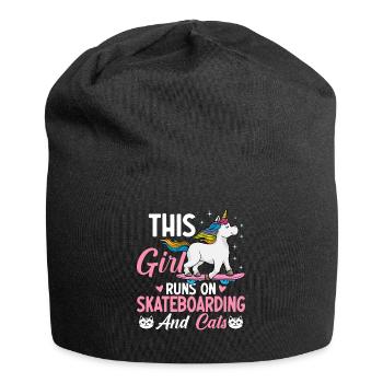 Skateboard et chats Skateuses - Bonnet en jersey - noir - Devant