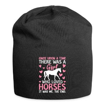 Une fille aimait les chevaux Fille à cheval Fille d’équitation - Bonnet en jersey - noir - Devant