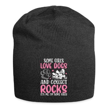 Some Girls Love Dogs And Collect Rocks Rock - Jersey Beanie - charcoal grey - Front