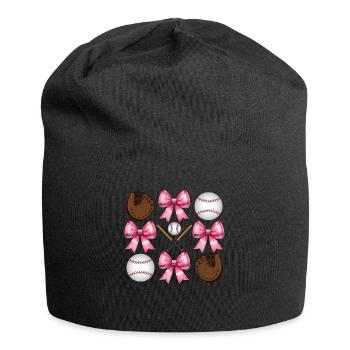 Coquette Bow Baseball Bat Gloves Catcher - Jersey Beanie - black - Front