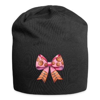 Coquette noeud basket-ball motif fête des mères rose - Bonnet en jersey - noir - Devant