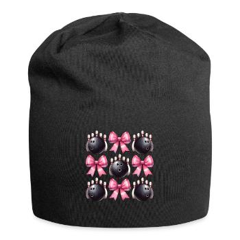 Coquette Bowling Kugel Pins Bowler rosa Schleife - Jersey-Beanie - Schwarz - Vorne