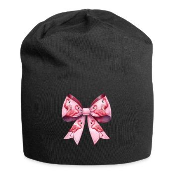 Coquette Schleife Flamingo Muttertag Muster Rosa - Jersey-Beanie - Schwarz - Vorne