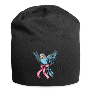 Coquette Bow Budgie Parakeet Parrot - Jersey Beanie - black - Front