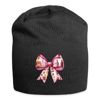 Coquette Bogen Archäologe Archäologie Muster - Jersey-Beanie - Schwarz - Vorne
