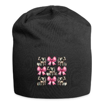Coquette Bow Vache Fermier Lait Laitier Fermier - Bonnet en jersey - noir - Devant