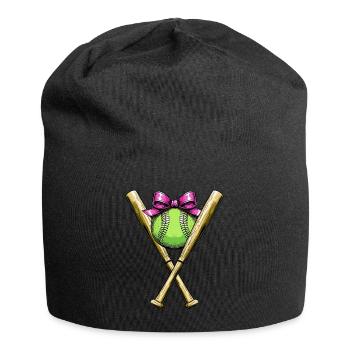 Coquette Bogen Softballschläger Mütter Tag rosa - Jersey-Beanie - Schwarz - Vorne