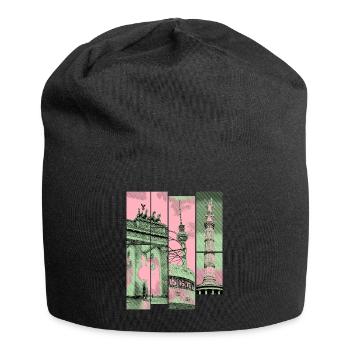 Berlin Skyline City Allemagne Collage Vintage - Bonnet en jersey - noir - Devant