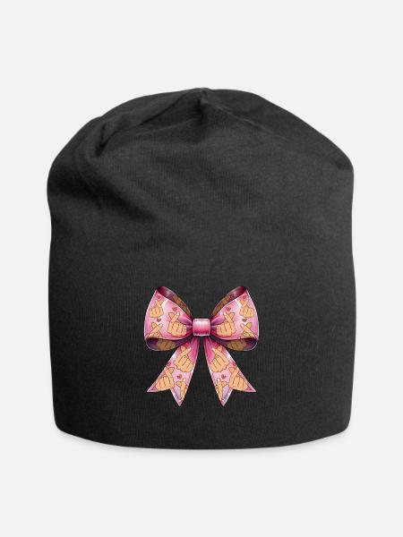 Coquette Bogen Saranghae Kpop Finger Herz Rosa - Jersey-Beanie - Schwarz