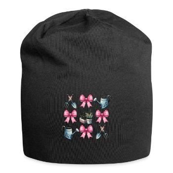 Coquette Bow Gardening Gardener Tools - Jersey Beanie - black - Front