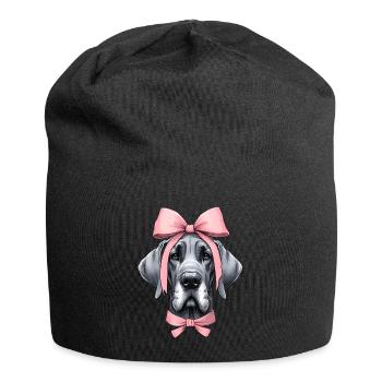 Coquette noeud Dogue Allemand Chien Maman Rose - Bonnet en jersey - noir - Devant