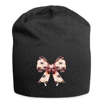 Coquette Bow Pekingese Dog Mom Pattern - Jersey Beanie - black - Front