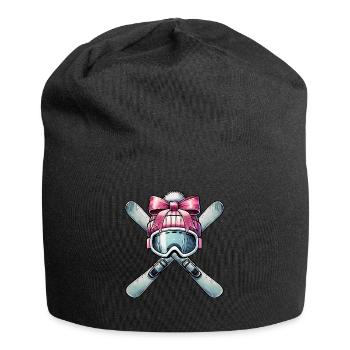 Coquette Bogen Skifahren Ski Mom Mütter Tag rosa - Jersey-Beanie - Schwarz - Vorne