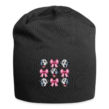 Coquette Bow Dalmatian Dog Mom Pink - Jersey Beanie - black - Front