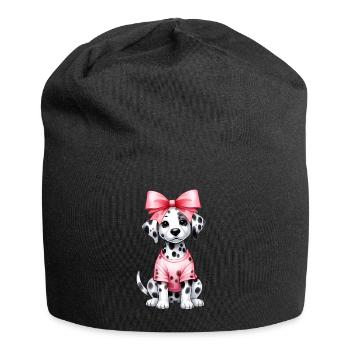 Coquette Bow Dalmatian Dog Mom Pink - Jersey Beanie - black - Front