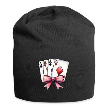 Coquette Bow Poker Muttertag Casino-Spieler - Jersey-Beanie - Schwarz - Vorne