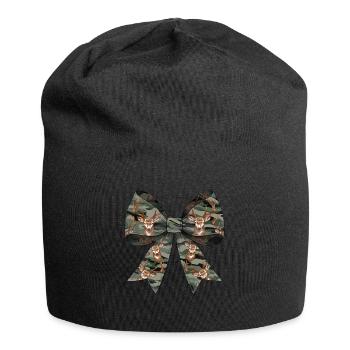 Coquette Bow Deer Hunting Hunter Camouflage Ribbon - Jersey Beanie - black - Front