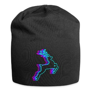 Retro Reindeer Christmas Santa Claus Vaporwave - Jersey Beanie - black - Front