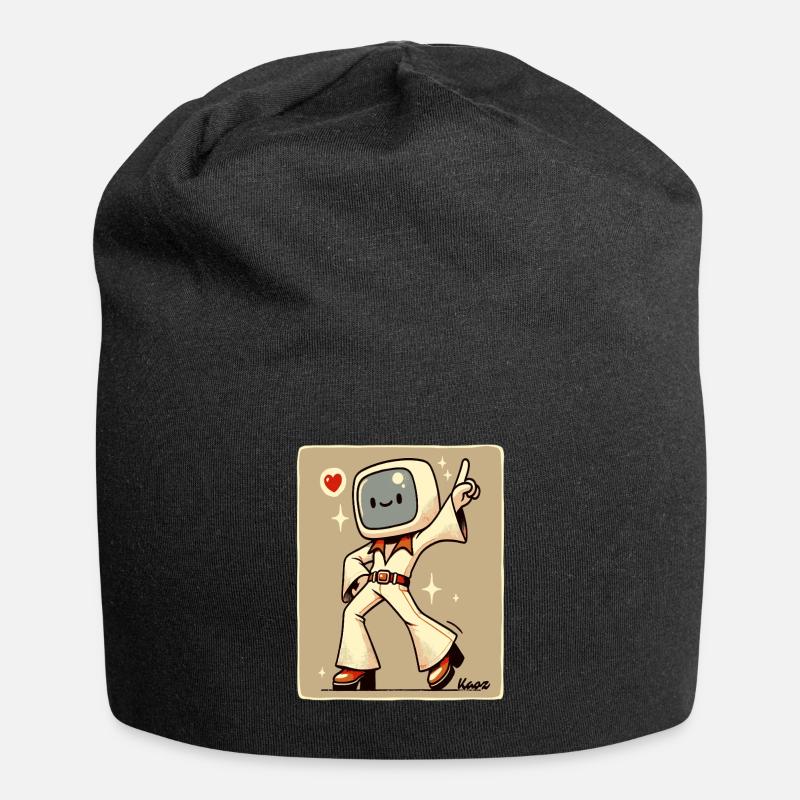 70s Retro Style Tanzfläche: Disco Tänzer - Jersey-Beanie - Schwarz