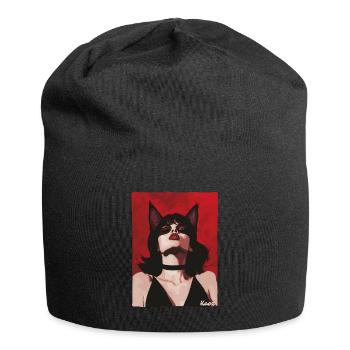 Seductive woman with cat ears - Jersey Beanie - black - Front