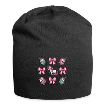 Coquette Bow Unicorn Mothers Day Pink Bow - Jersey Beanie - black - Front