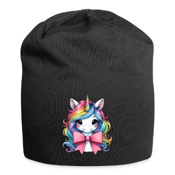 Coquette Bow Unicorn Mothers Day Pink Bow - Jersey Beanie - black - Front