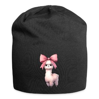 Coquette Bow Alpaca Llama Pink Bow Mom - Jersey Beanie - black - Front