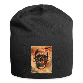 Creepy skull with ravens - Jersey Beanie - black - Front