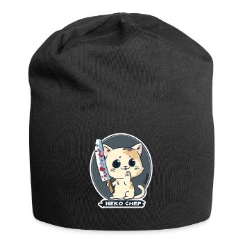 Neko Chef - Chat effronté avec couteau de chef - Bonnet en jersey - noir - Devant