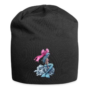 Coquette Bow Mermaid Girl Ribbon Pink - Jersey Beanie - black - Front