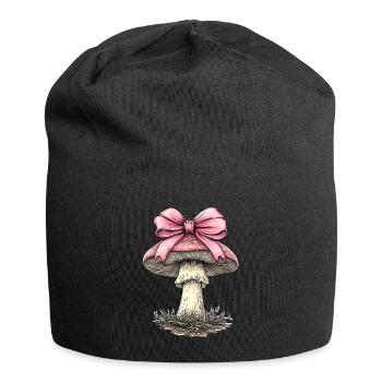 Coquette Bogen Pilzjagd Cottagecore Mykologie - Jersey-Beanie - Schwarz - Vorne