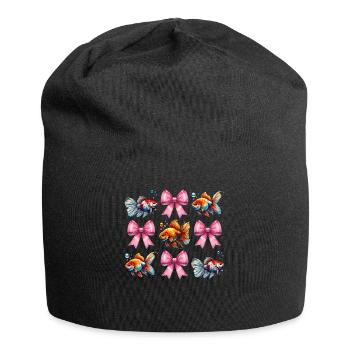 Coquette Bogen Goldfisch Fisch Mama Muttertag rosa - Jersey-Beanie - Schwarz - Vorne