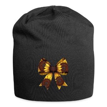 Coquette Schleife Sonnenblume Muster Pflanze Mama - Jersey-Beanie - Schwarz - Vorne