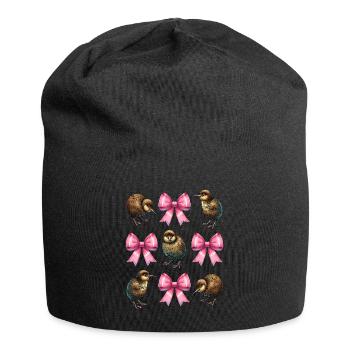 Coquette Bogen Kiwi Vogel Mama Muttertag rosa - Jersey-Beanie - Schwarz - Vorne
