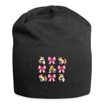 Coquette Bow Hamster Cute Hammy Mom Mothers - Jersey Beanie - black - Front