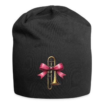 Kokette Bogen Posaunenmädchen Posaunist Mama - Jersey-Beanie - Schwarz - Vorne