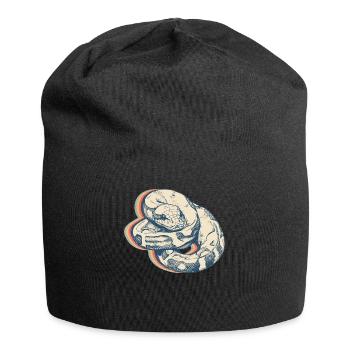 Ball Python Snake Retro Line Art - Jersey Beanie - black - Front