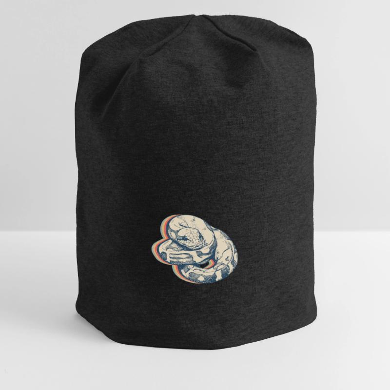 Ball Python Snake Retro Line Art Jersey Beanie