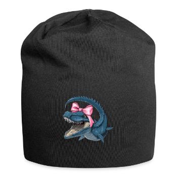 Coquette Bogen Mosasaurus Dinosaurier Mädchen Mama - Jersey-Beanie - Schwarz - Vorne