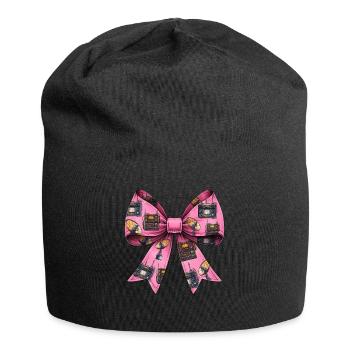 Coquette Bow Ham Radio Pattern Operator - Jersey Beanie - black - Front