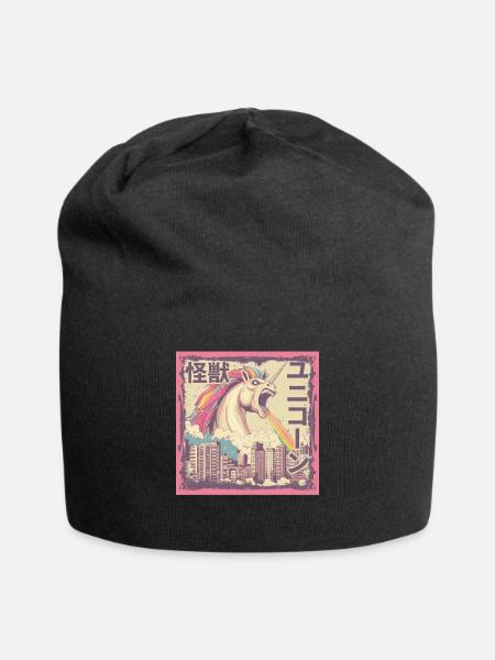 Kaiju Einhorn Japanisches Monster Regenbogen - Jersey-Beanie - Schwarz
