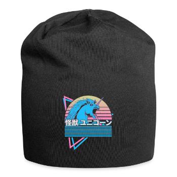 Vaporwave Ästhetik Kaiju Einhorn Japanisches - Jersey-Beanie - Schwarz - Vorne