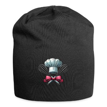 Coquette Schleife Backen Chefkoch Hut Schneebesen - Jersey-Beanie - Schwarz - Vorne